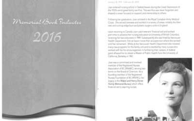 Joan Doree Inducted into the 2016 ARNBC Memorial Book