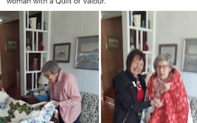 Nursing Sister Maxine Bredt receives a Quilt of Valor